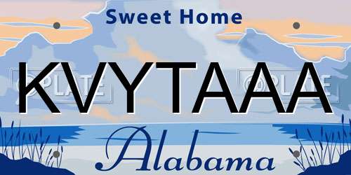 KVYTAAA Alabama License Plate