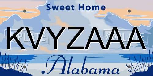 KVYZAAA Alabama License Plate