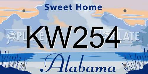 KW254 Alabama License Plate