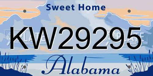 KW29295 Alabama License Plate