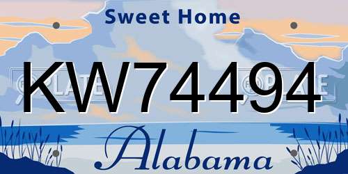 KW74494 Alabama License Plate