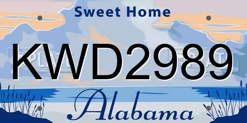 KWD2989 Alabama License Plate