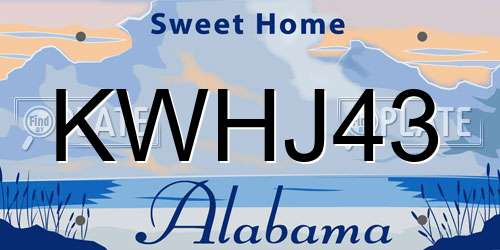 KWHJ43 Alabama License Plate