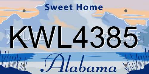 KWL4385 Alabama License Plate