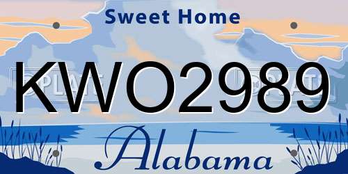 KWO2989 Alabama License Plate
