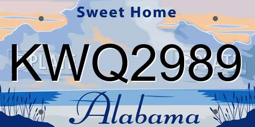 KWQ2989 Alabama License Plate