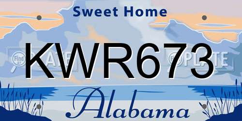 KWR673 Alabama License Plate