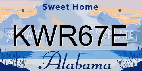 KWR67E Alabama License Plate
