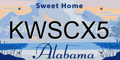 KWSCX5 Alabama License Plate