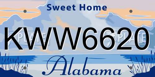 KWW6620 Alabama License Plate