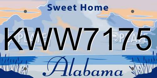 KWW7175 Alabama License Plate