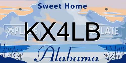 KX4LB Alabama License Plate