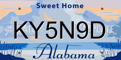 KY5N9D Alabama License Plate