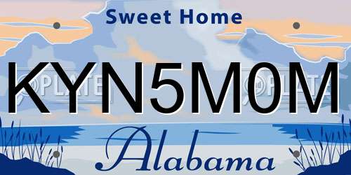 KYN5M0M Alabama License Plate