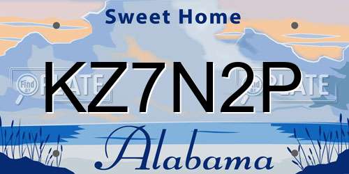 KZ7N2P Alabama License Plate