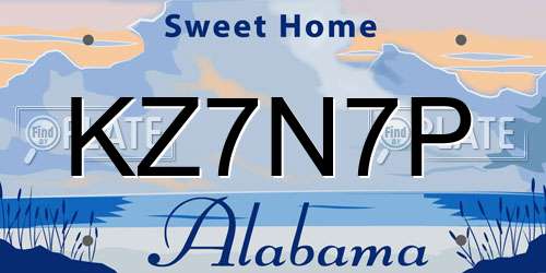 KZ7N7P Alabama License Plate