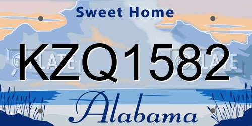 KZQ1582 Alabama License Plate