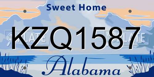 KZQ1587 Alabama License Plate