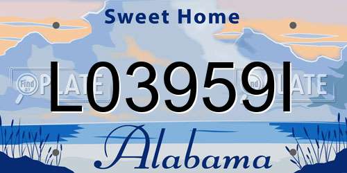L03959I Alabama License Plate