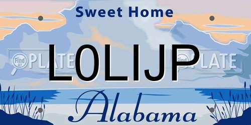L0LIJP Alabama License Plate