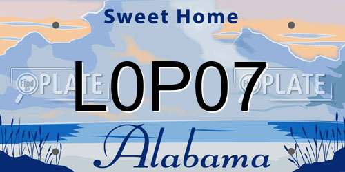 L0P07 Alabama License Plate