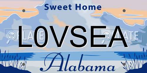 L0VSEA Alabama License Plate