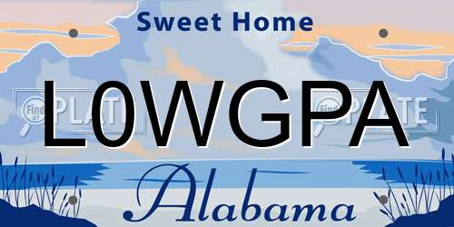 L0WGPA Alabama License Plate