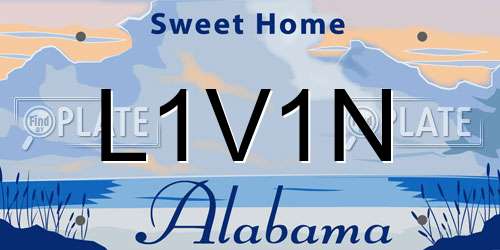L1V1N Alabama License Plate