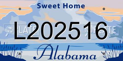 L202516 Alabama License Plate