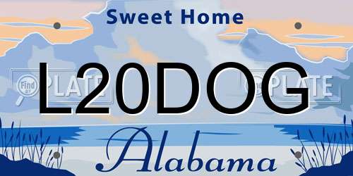 L20DOG Alabama License Plate