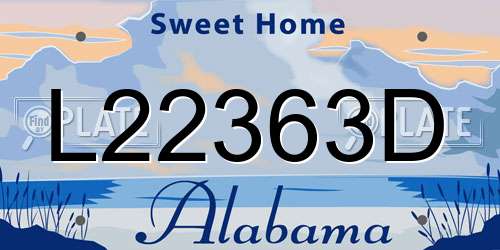 L22363D Alabama License Plate