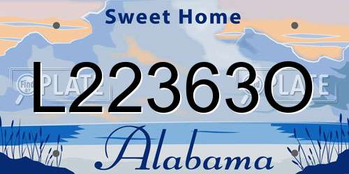 L22363O Alabama License Plate