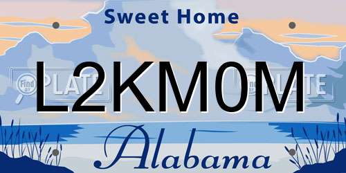 L2KM0M Alabama License Plate