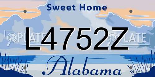 L4752Z Alabama License Plate