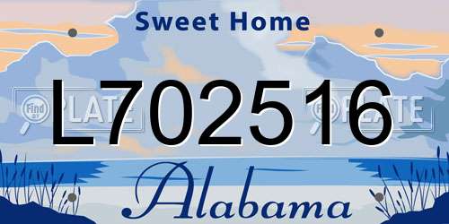 L702516 Alabama License Plate