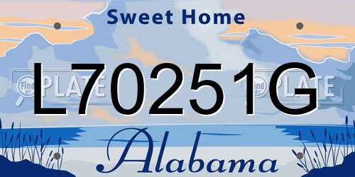 L70251G Alabama License Plate