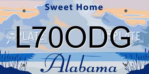 L70ODG Alabama License Plate