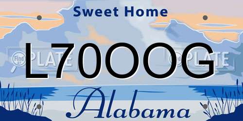 L70OOG Alabama License Plate