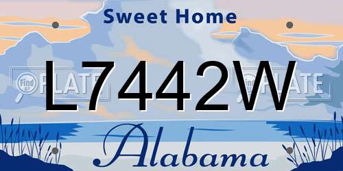 L7442W Alabama License Plate