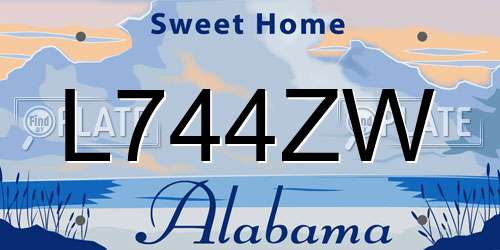 L744ZW Alabama License Plate