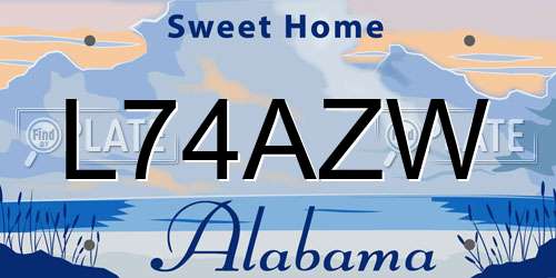 L74AZW Alabama License Plate
