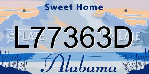 L77363D Alabama License Plate