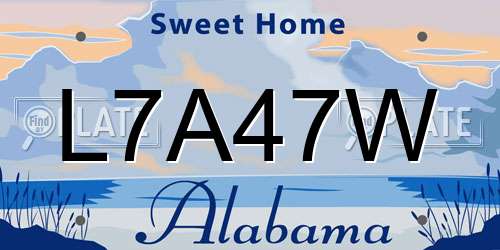 L7A47W Alabama License Plate