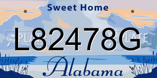 L82478G Alabama License Plate
