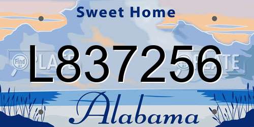 L837256 Alabama License Plate