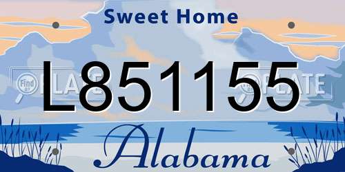 L851155 Alabama License Plate