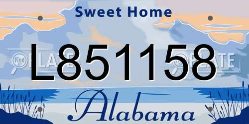 L851158 Alabama License Plate