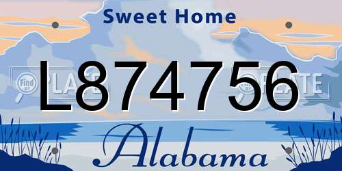 L874756 Alabama License Plate