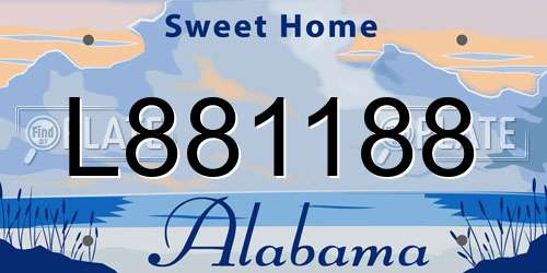 L881188 Alabama License Plate
