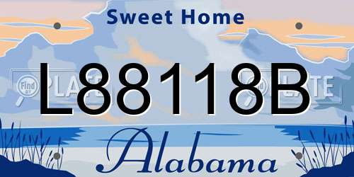 L88118B Alabama License Plate